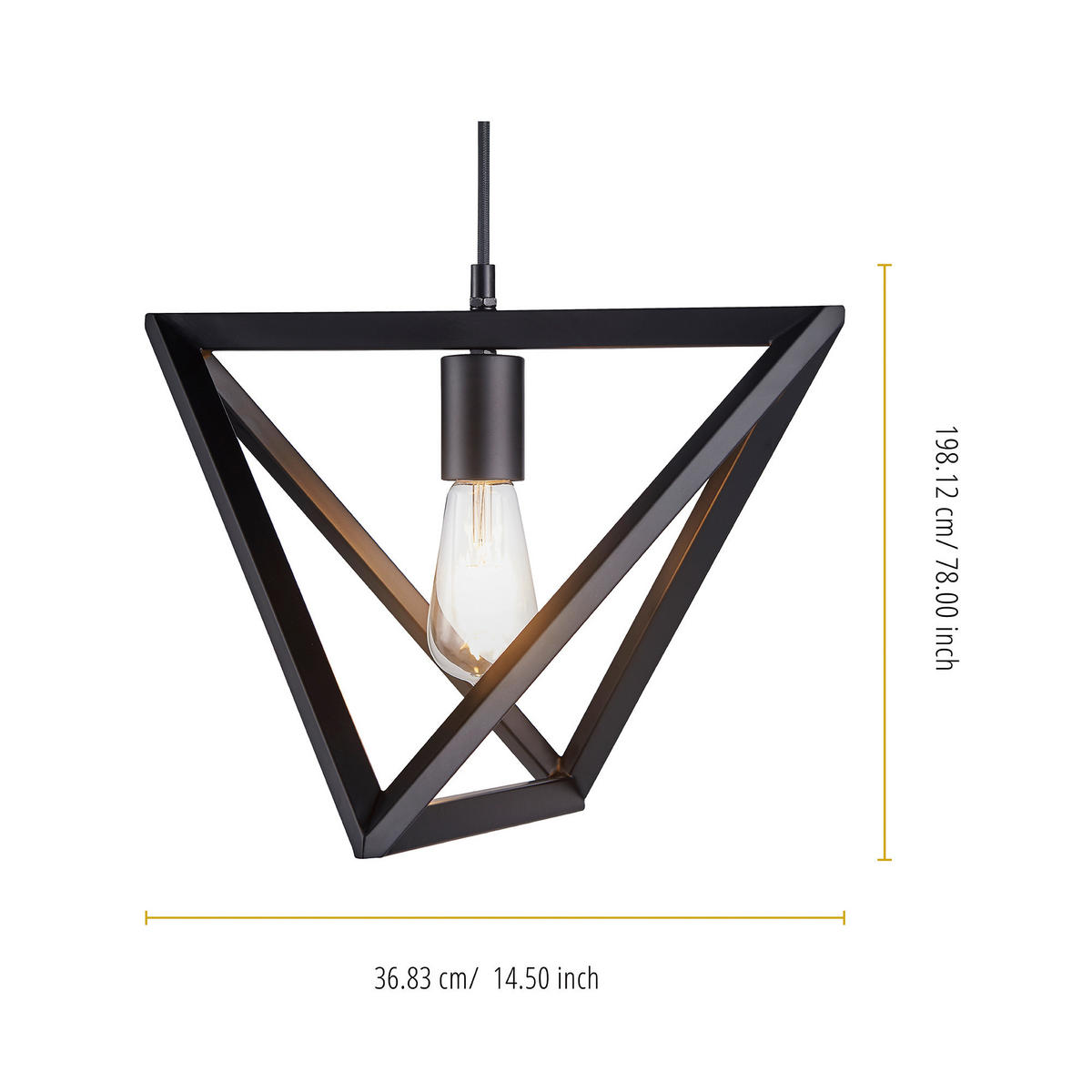 HÄNGELEUCHTE Schwarz - Schwarz, Metall (198.1/36.8/198.1cm) - Teamson Home