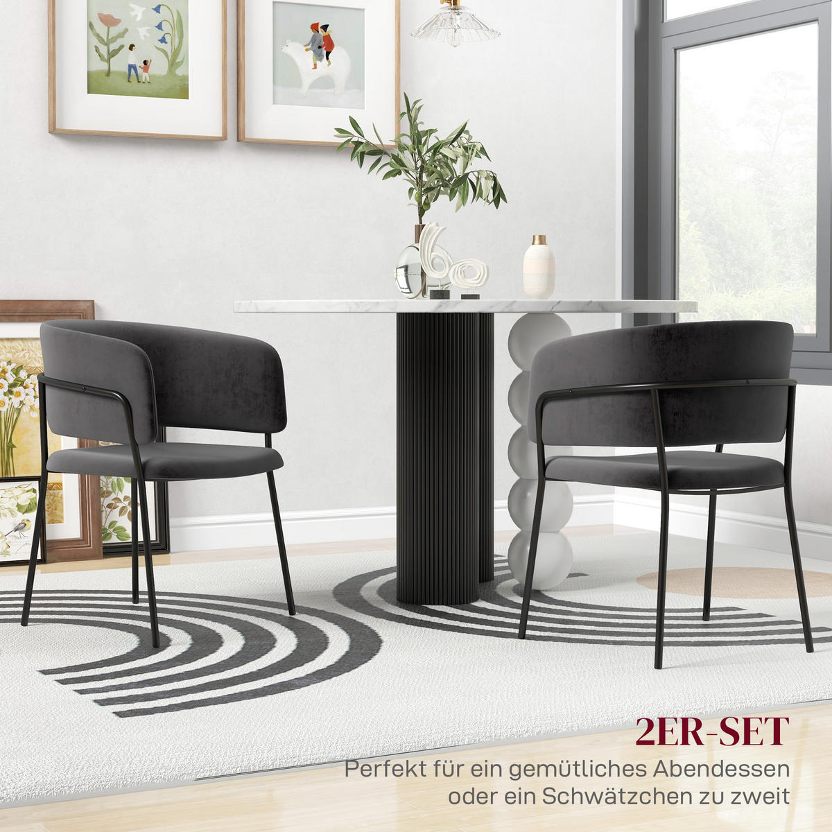 ESSZIMMERSTÜHLE, Polyester, Stahl, Grau - Grau, Kunststoff (53/73/57cm) - HOMCOM