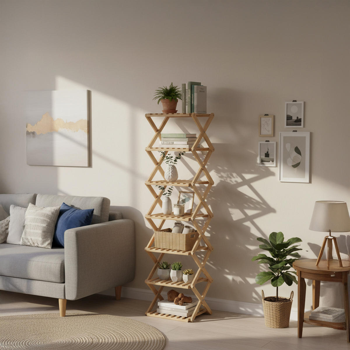 SCHUHREGAL faltbar - Hellbraun, Holz (28/125/28cm) - Relaxdays