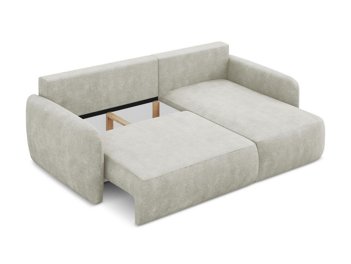 3-SITZER SOFA mit Schlaffunktion Bouclé Stoff Grau - Dunkelgrau/Schwarz, Holzwerkstoff/Kunststoff (266/95/121cm) - LaMiaSofa