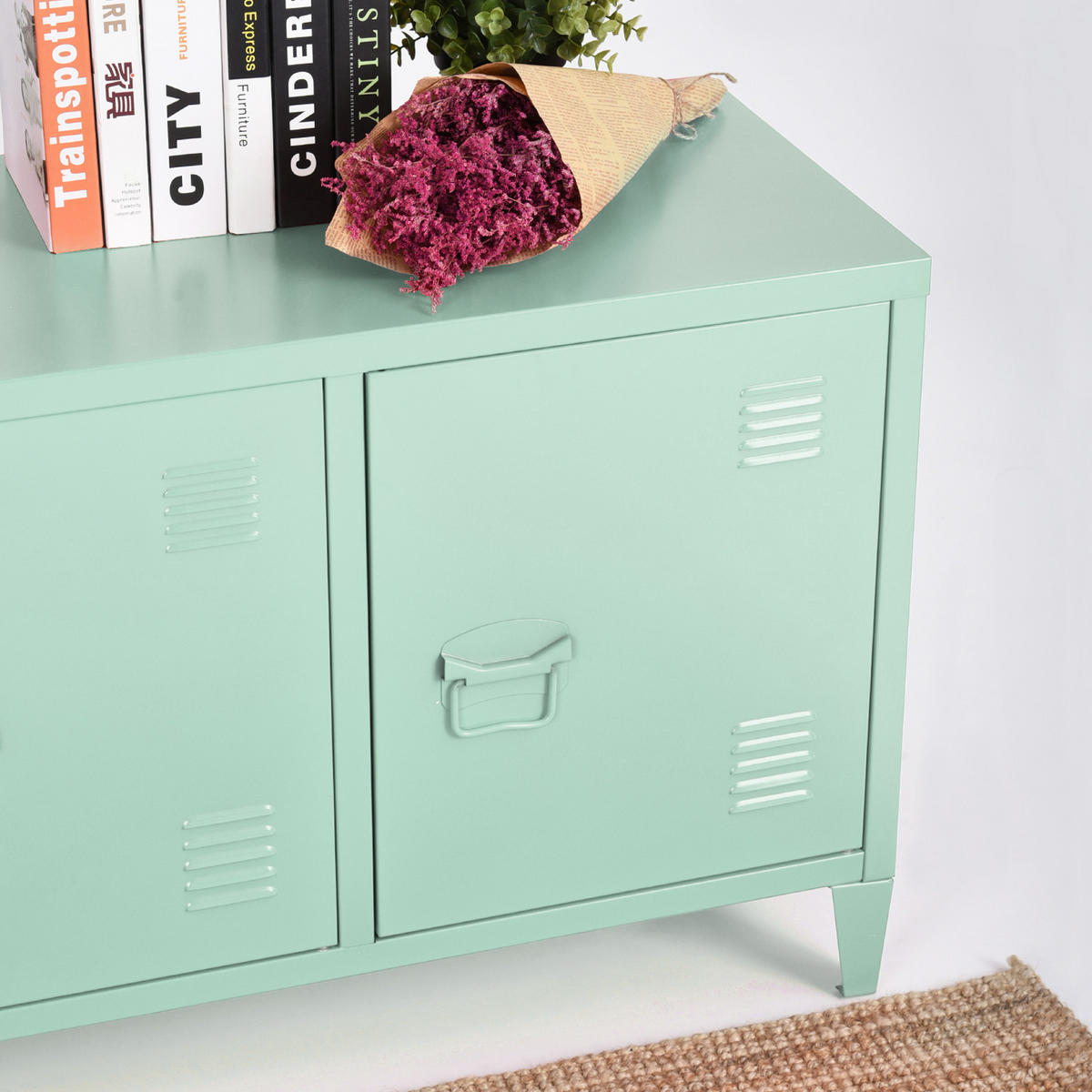 TV-ELEMENT Metall Grün - Braun, Metall (120/58/40cm) - Urban Meuble