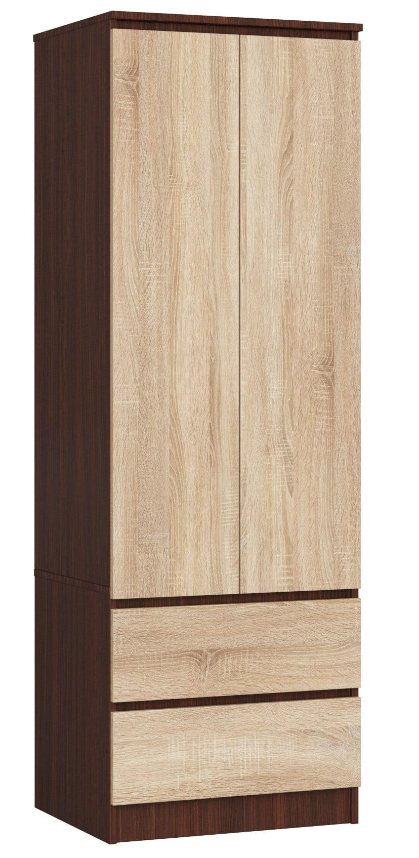 KLEIDERSCHRANK Dunkelbraun, Eiche Sonoma 180/60/51 - Dunkelbraun/Sonoma Eiche, Holzwerkstoff (60/180/51cm) - RAUMHIRSCH FURNITURE