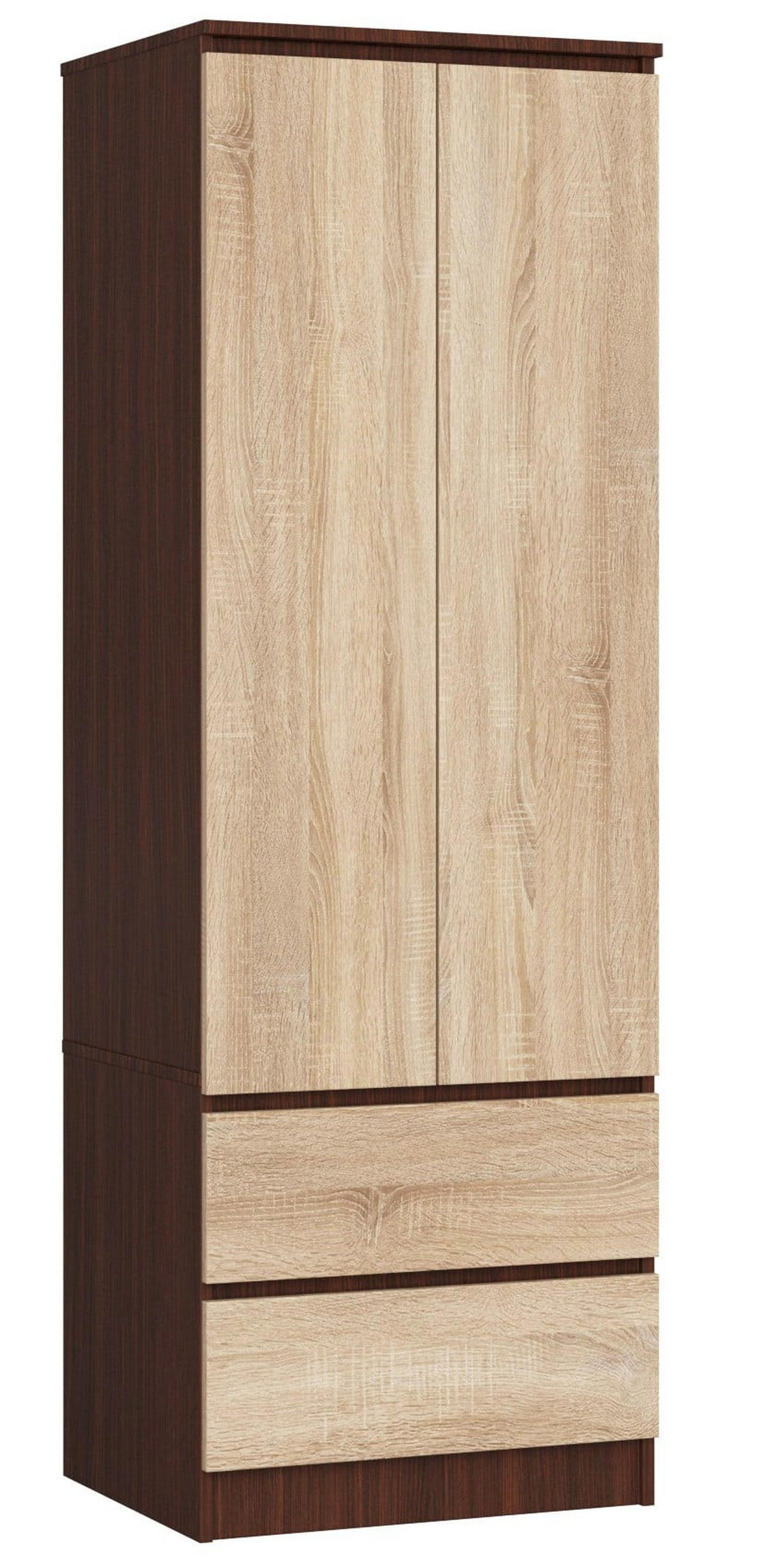 KLEIDERSCHRANK Dunkelbraun, Eiche Sonoma 180/60/51 - Dunkelbraun/Sonoma Eiche, Holzwerkstoff (60/180/51cm) - RAUMHIRSCH FURNITURE