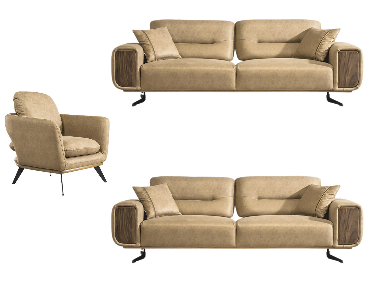 SITZGARNITUR Royal, Braun Stellvariante 3+2+1 - Braun, Holz (240/100/90cm) - Villa Möbel