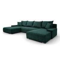 WOHNLANDSCHAFT Lauren in U-Form 348 x 188 cm, 5 Sitzer, Bettzeugablage, Big Sofa, Eckcouch, Cord, grün - Grün, Kunststoff (348/93/188cm) - Margaret Hadas24