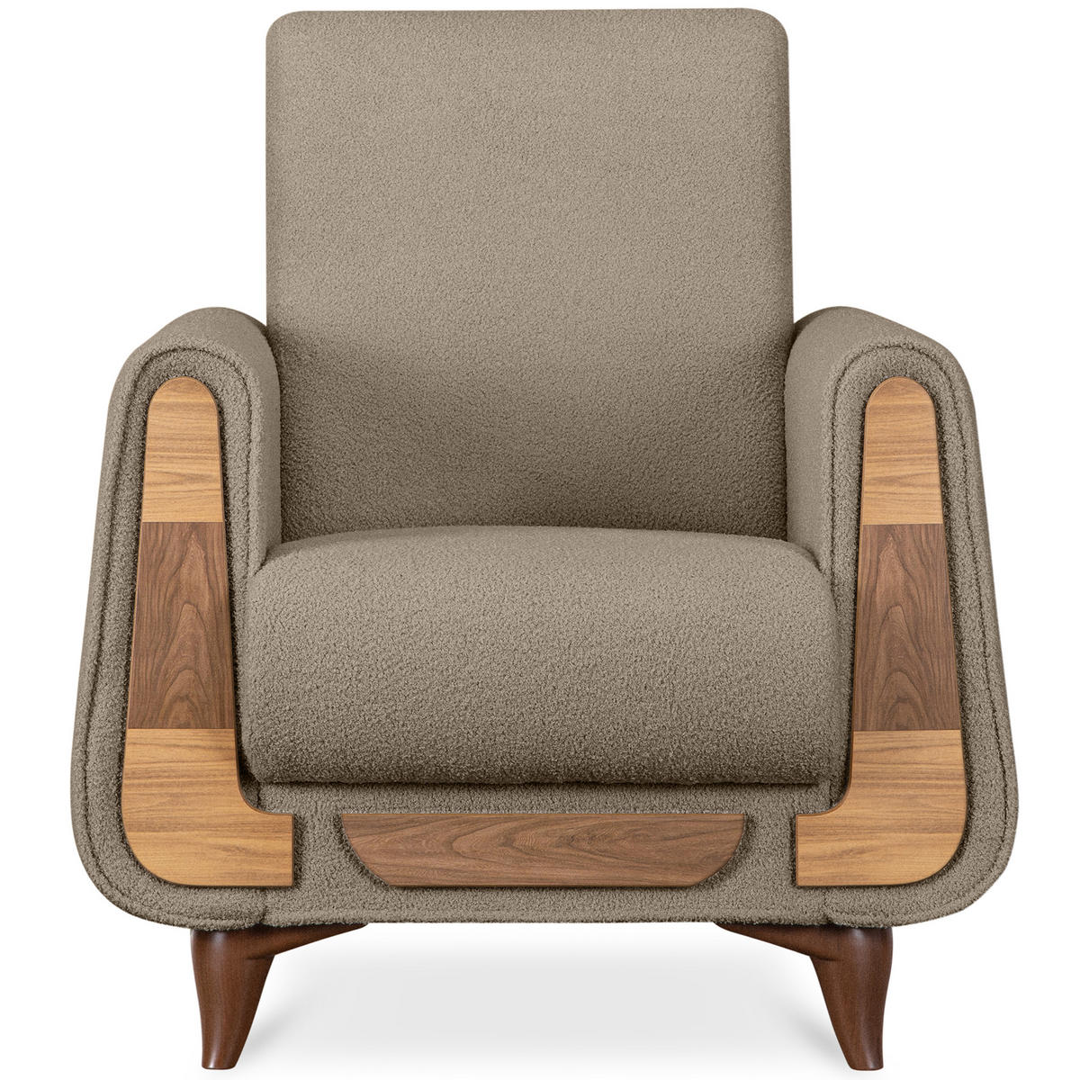 SESSEL GUSTAVO mit Armlehnen, Dunkelbeige - Graubraun/Beige, Holz/Holzwerkstoff (83/95/92cm) - KONSIMO®