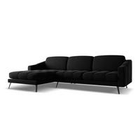 ECKSOFA Links Samt Stoff Schwarz - Schwarz, Textil/Metall (160/264cm) - Makamii