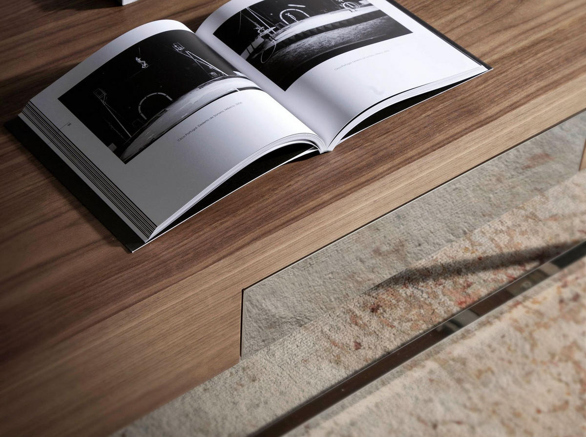 COUCHTISCH Rechteckiger Couchtisch Nussbaum und verchromter Stahl 120/70/33 cm - Edelstahlfarben/Nussbaumfarben, Holz/Metall (70/120/33cm) - ANGEL CERDA