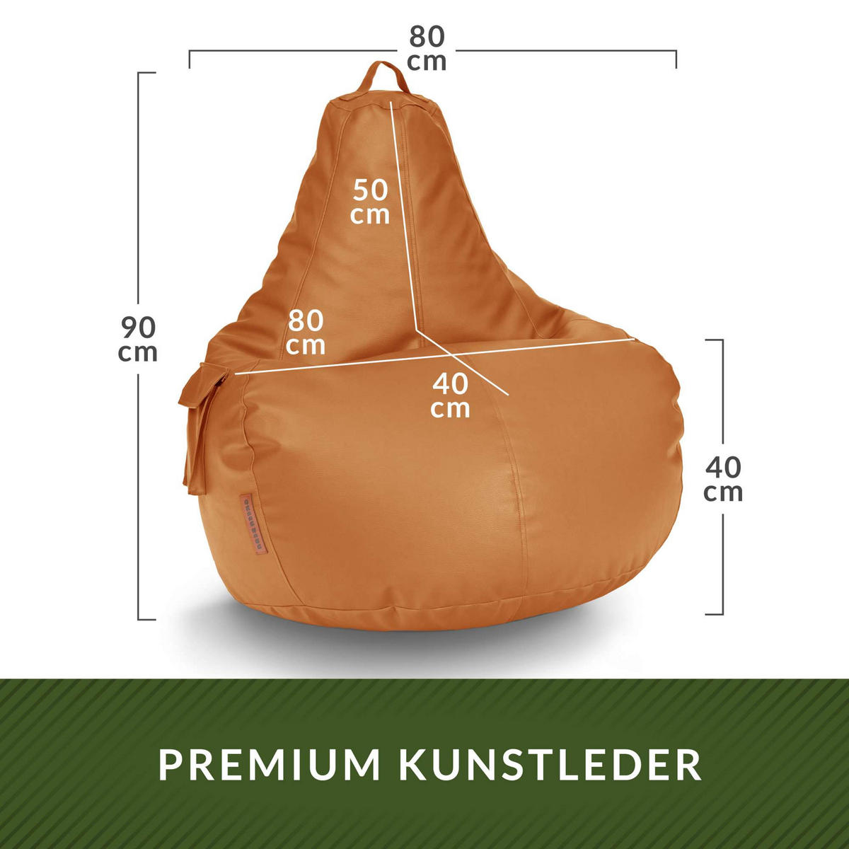 GAMING SITZSACK Cozy Kunstleder - Hellbraun, Textil (70/90/90cm) - Green Bean
