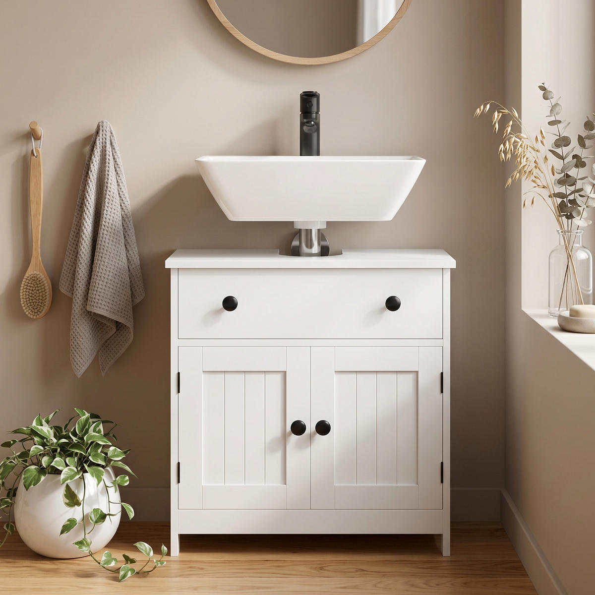 BADEZIMMERSCHRANK Weiß 30.0/60.0/60.0 cm - Weiß, Holzwerkstoff (60/60/30cm)