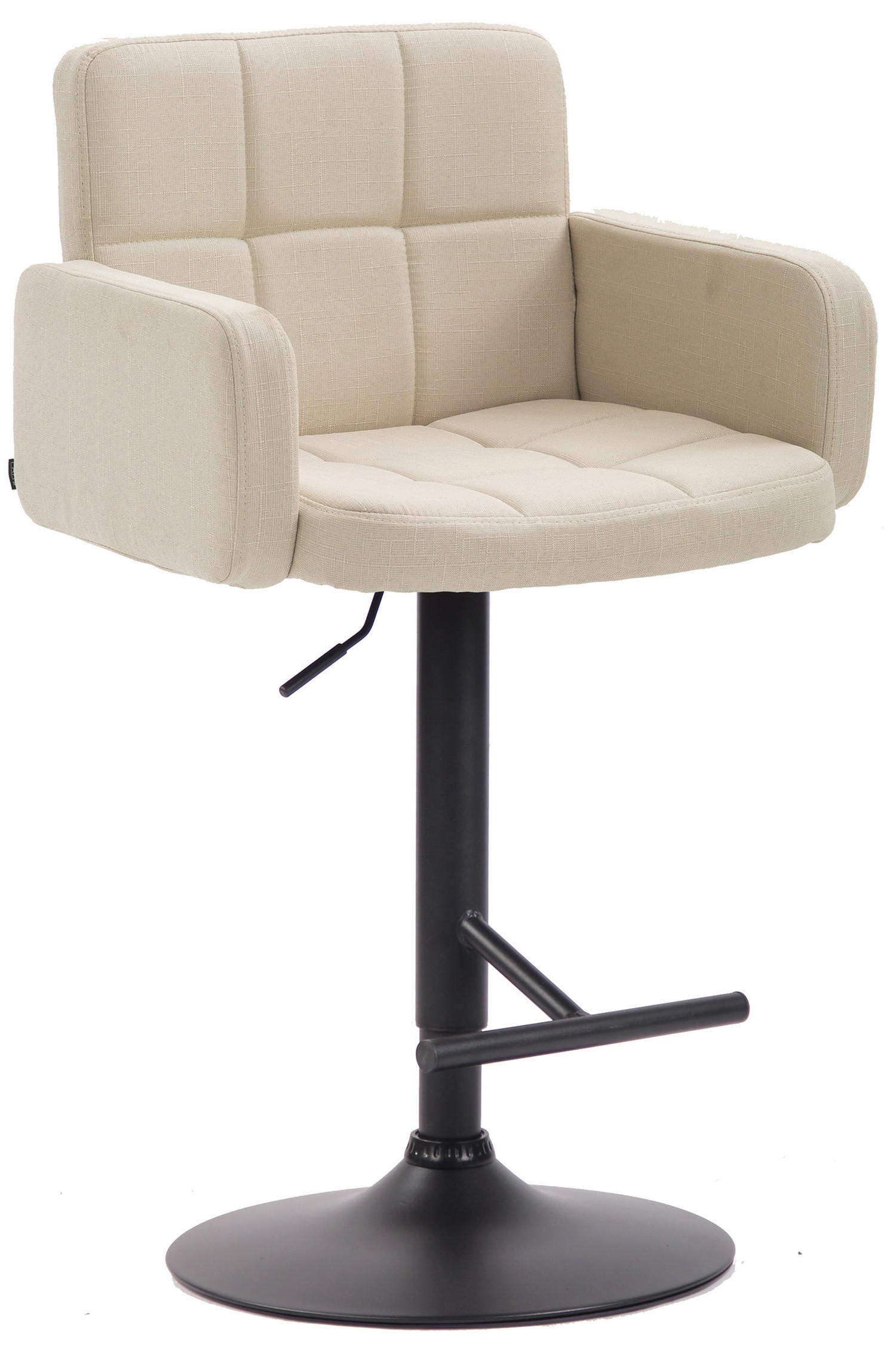 BARHOCKER Lausanne, Gestell schwarz, Stoff Creme - Creme/Schwarz, Textil/Metall (60/100/56cm) - TPFLiving