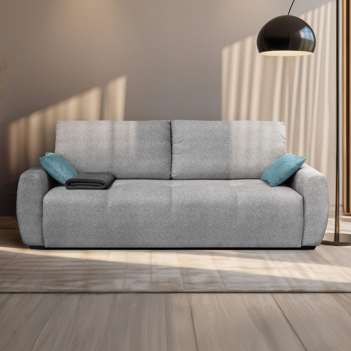 SCHLAFSOFA 3-sitzer aus stoff - alba 246/112/76 cm - Grau, Textil (112/76/246cm) - Calicosy