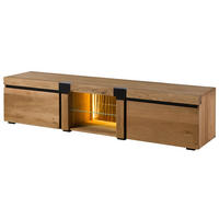 TV-BOARD Wildeiche 220x48x50 natur geölt ROTTERDAM #122 - Naturfarben, Holz (220/50/48cm) - Massivmoebel24