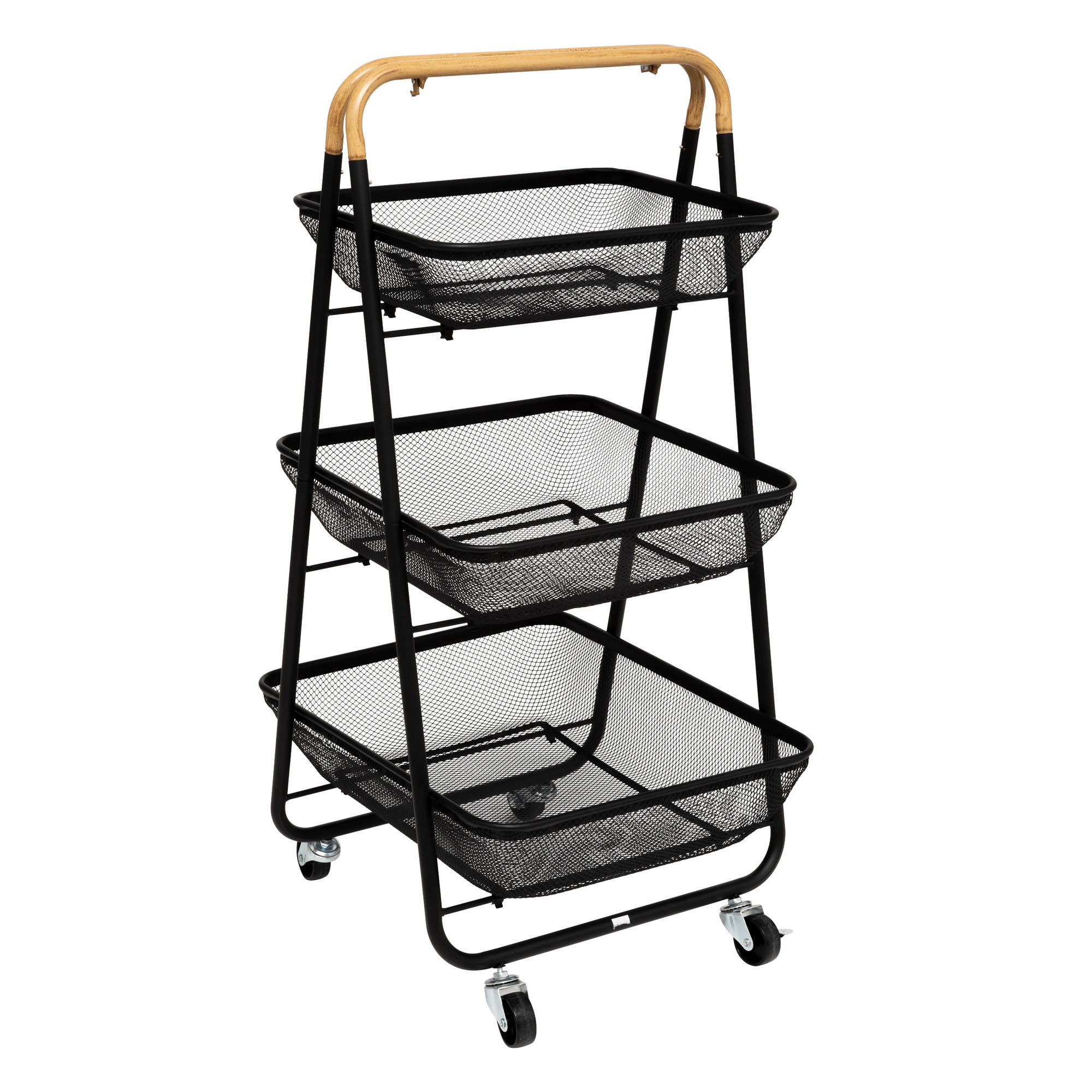 KÜCHENWAGEN 3 Körbe Mayaj Schwarz 48/41,5/86 cm - Schwarz, Metall (41.5/86/48cm) - 5five Simply Smart