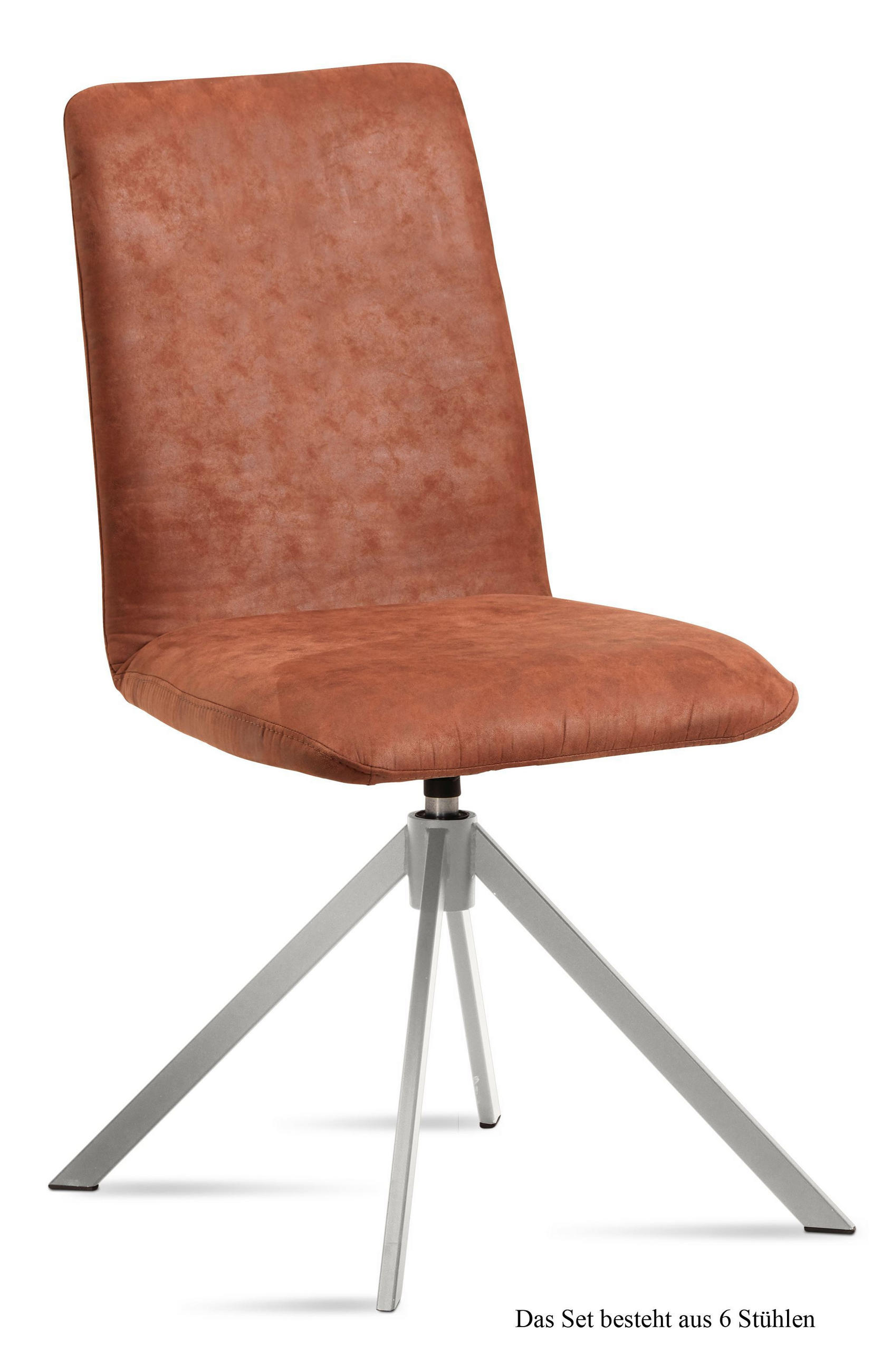ESSZIMMERSTUHL drehbar (6er-Set) Dozene 47x92x60 Edelstahl/Cognac - Edelstahlfarben/Cognac, Kunststoff (60/92/47cm) - 58aufmkessel