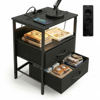 ODKLÁDACÍ stůl - černá, kov/kompozitní dřevo (30/40/60cm) - Relaxdays