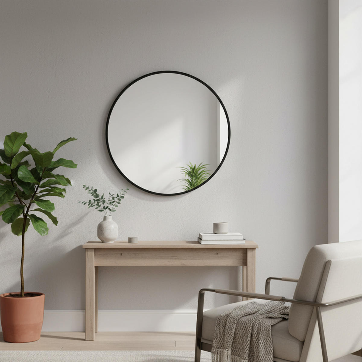 SPIEGEL - Schwarz, Glas/Metall (60/60/3cm) - Relaxdays