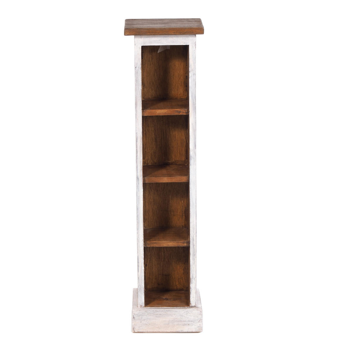 CD REGAL TOWER Mahagoni Massivholz, 4 Fächer 05 weiß-natur - Multicolor, Holz (16/76/15cm) - DESIGN DELIGHTS