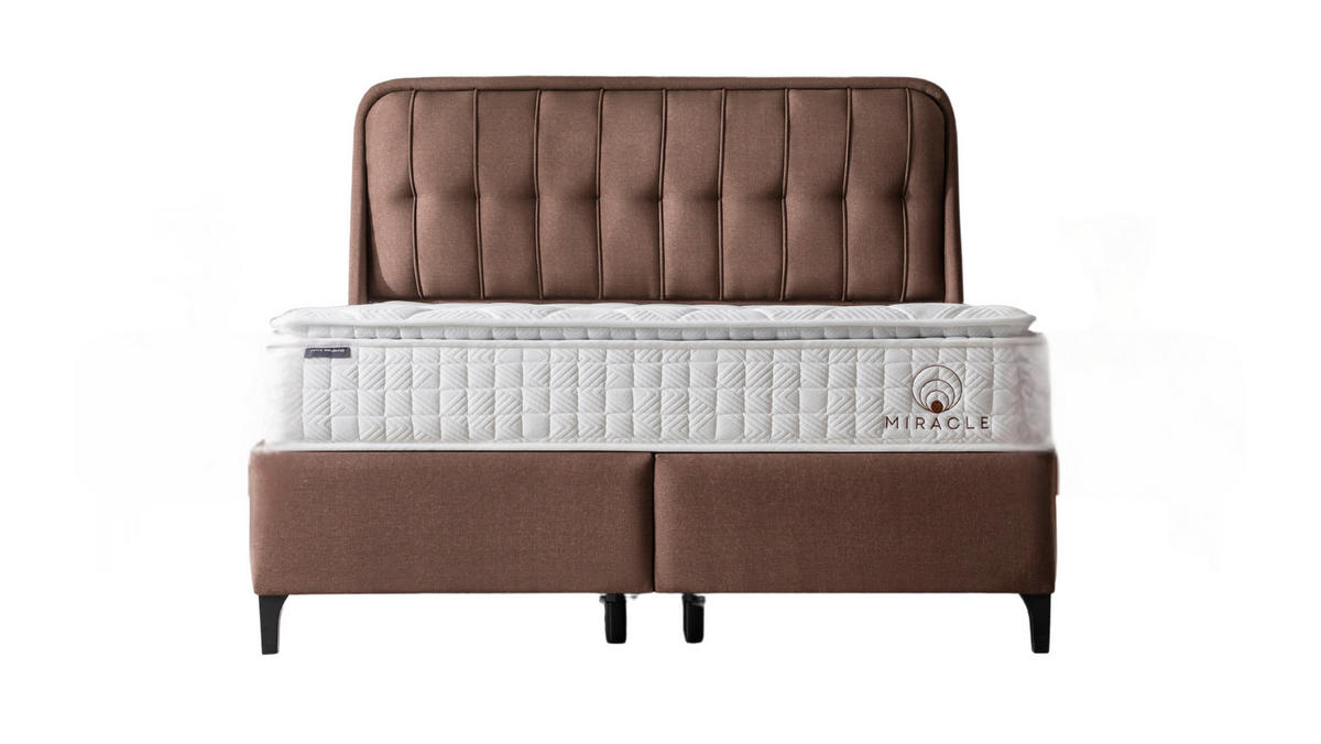 POLSTERBETT-SET Miracle 140x200 Braun - Bett inkl. Matratze - Braun, Metall (140/200cm) - Villa Möbel