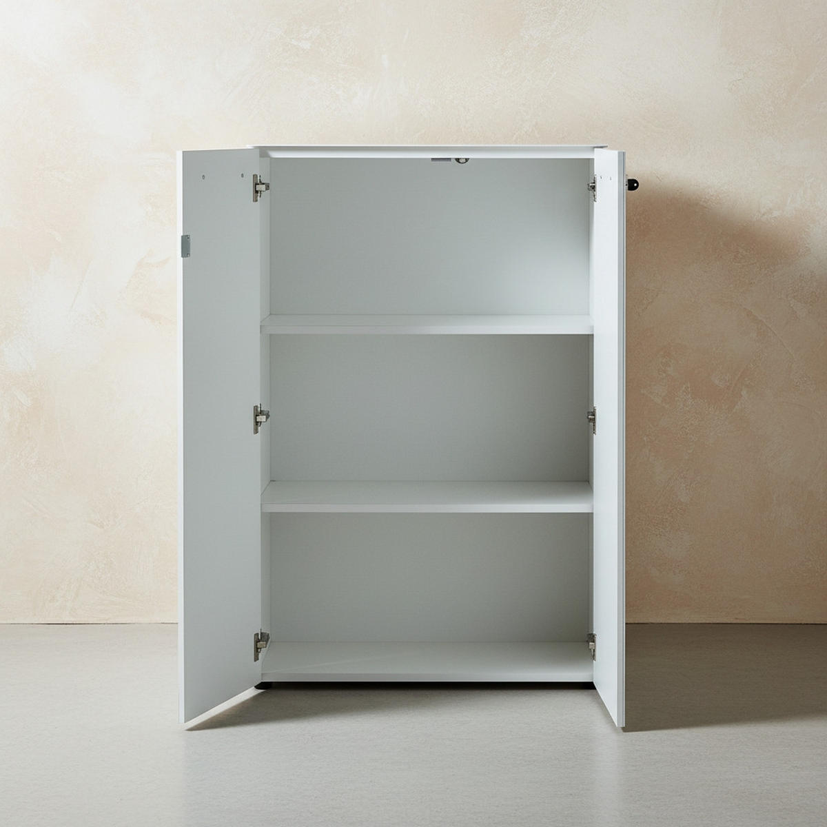 AKTENSCHRANK "Muenchen" Glasfront Soft-Close Abschließbar, Weiß 80x37x120cm - Weiß, Holzwerkstoff/Metall (80/120/37cm) - KADIMA DESIGN