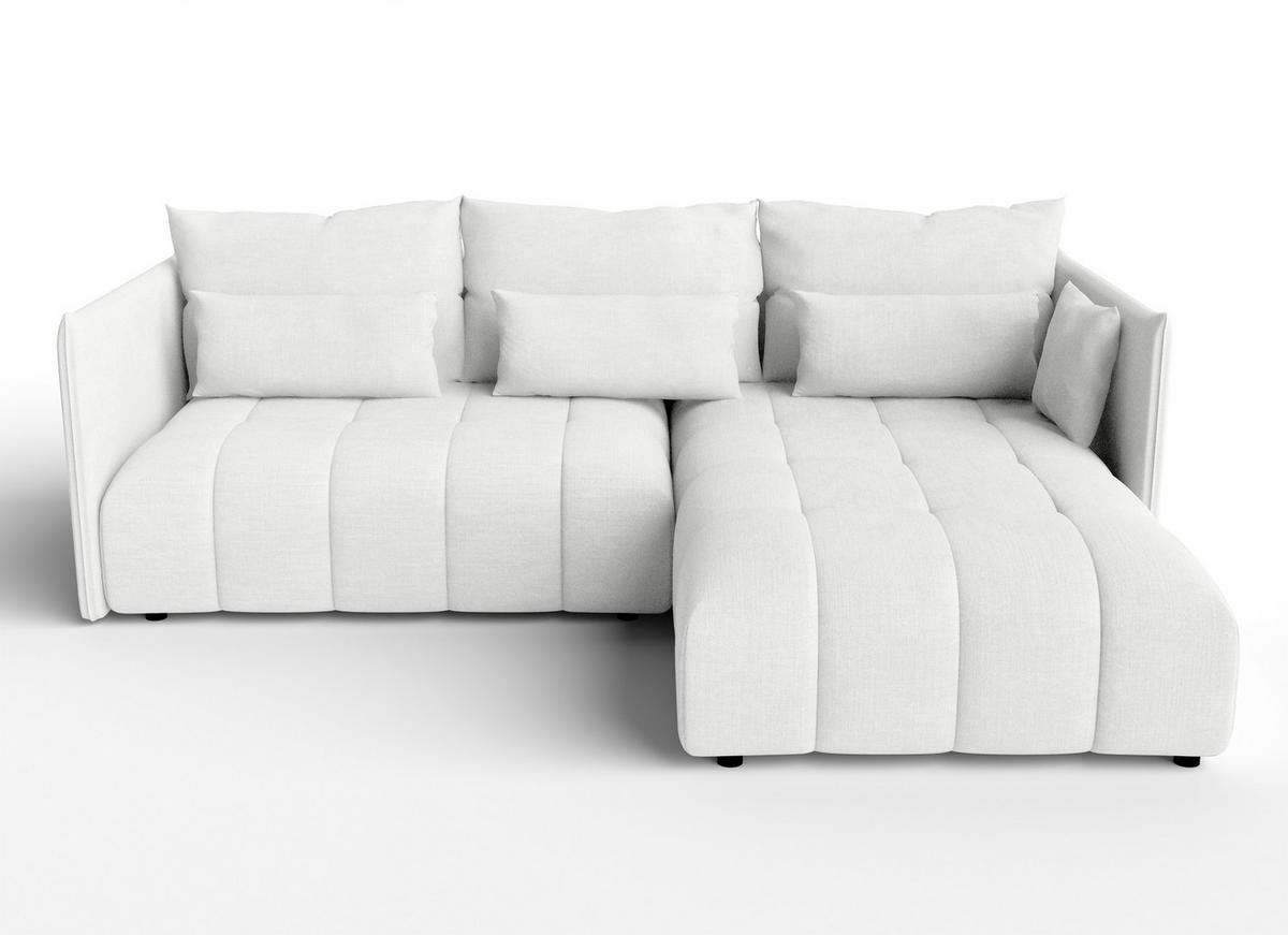 ECKSOFA L Form Cosmova Weiß 245/182/83 cm mit Schlaffunktion - Schwarz/Weiß, Kunststoff/Textil (245/182cm) - AX Living