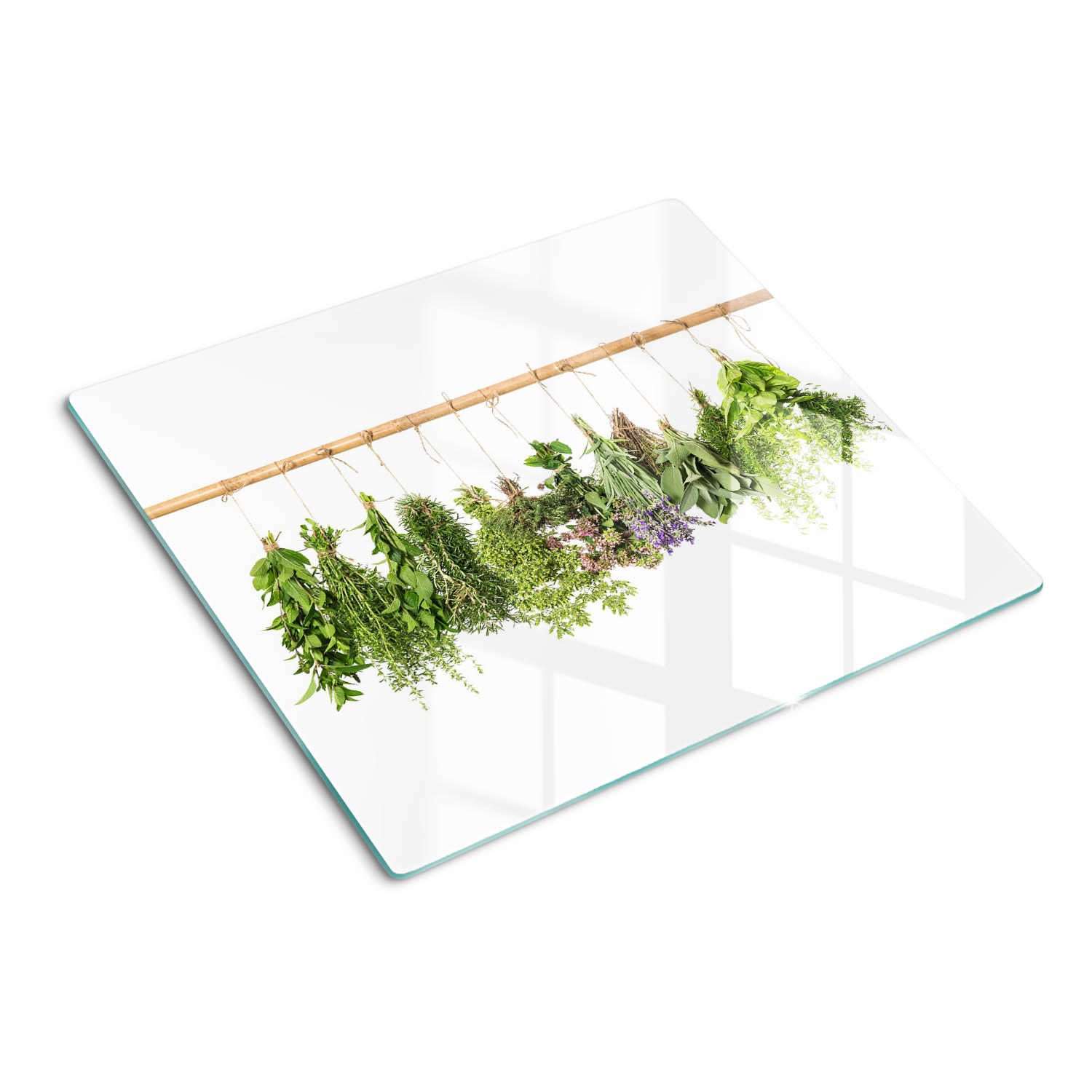 GLASPLATTE 60x52 cm Kräuterschnur - Grün, Glas (60/0.4/52cm) - TULUP