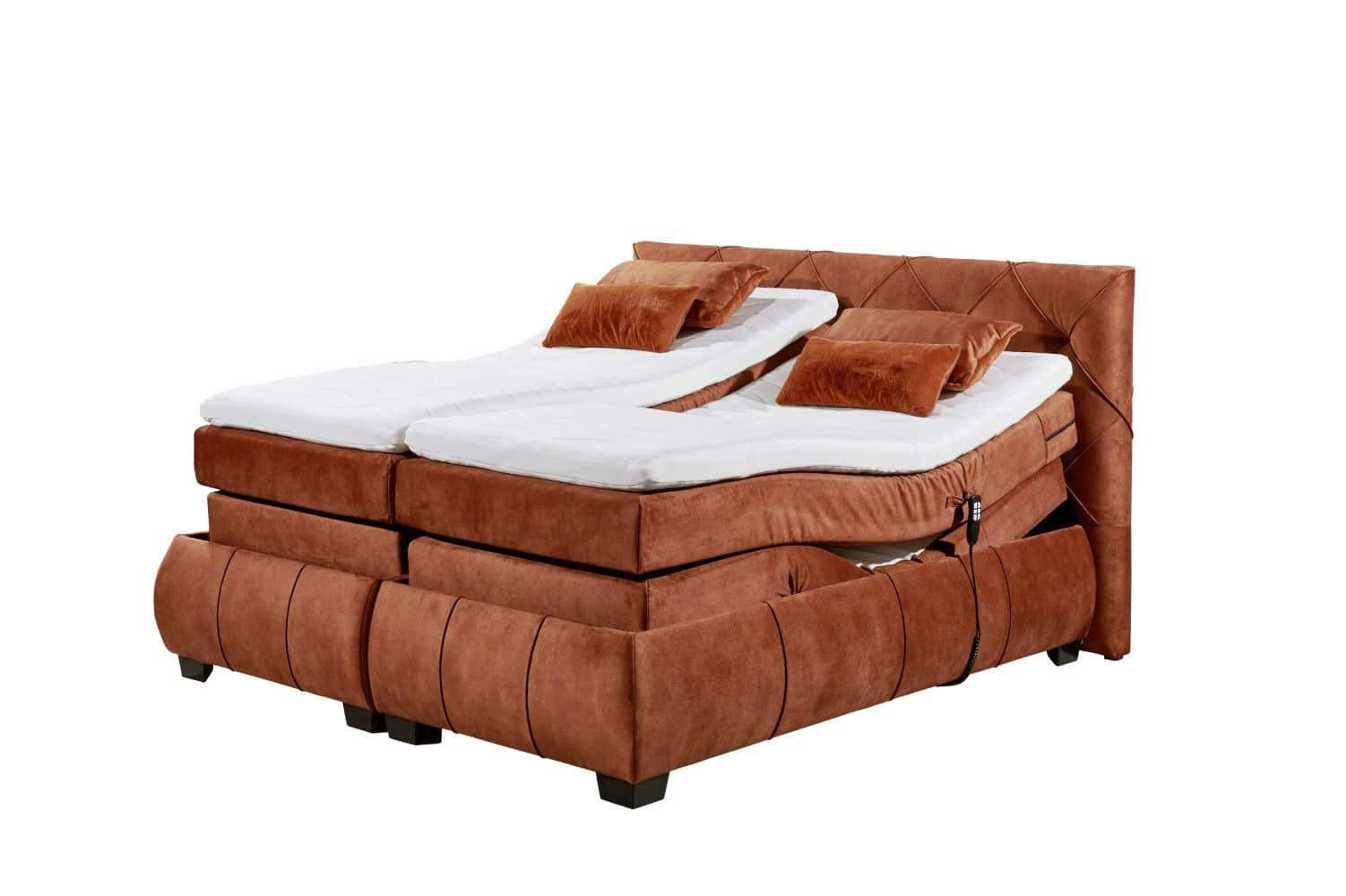 BOXSPRINGBETT 180x200 inkl. Elektrofunktion, Topper und Matratze - Schieferfarben/Rostfarben, Holz/Holzwerkstoff (180/200cm) - ed exciting design