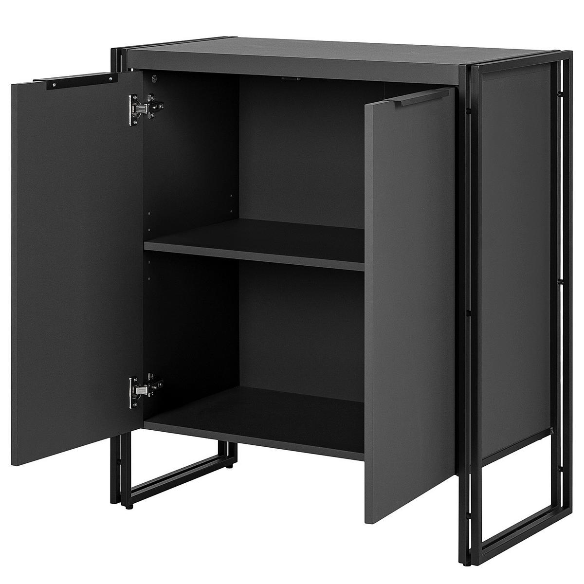 KOMMODE mit 2 Türen - Graphitfarben, Holzwerkstoff (80/90/39cm) - home24