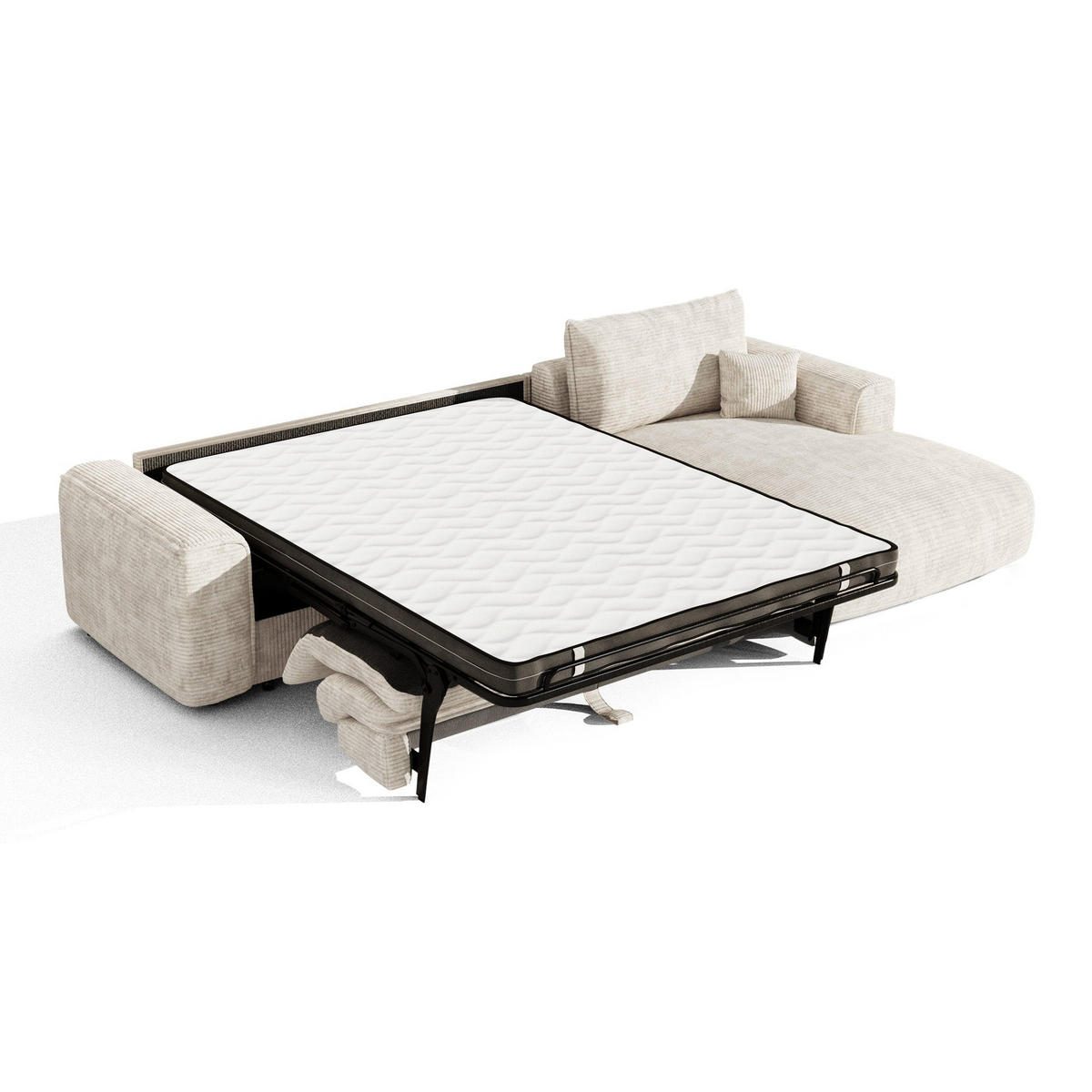 ECKSOFA rechtwinklig COMO Cord Creme 300cm - Creme, Textil (300/165cm) - Premium Interiors