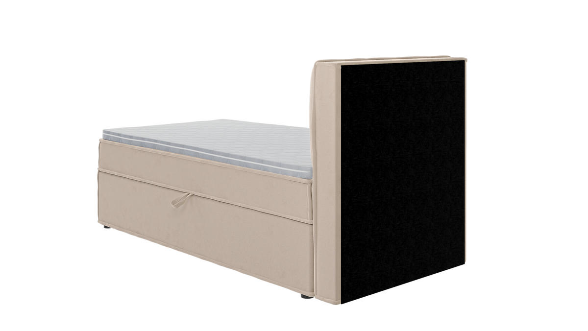 BOXBETT Eclipse 90/200 cm Beige Luxusmicrofaser - Beige/Schwarz, Holz/Kunststoff (90/200cm) - S-Style Möbel