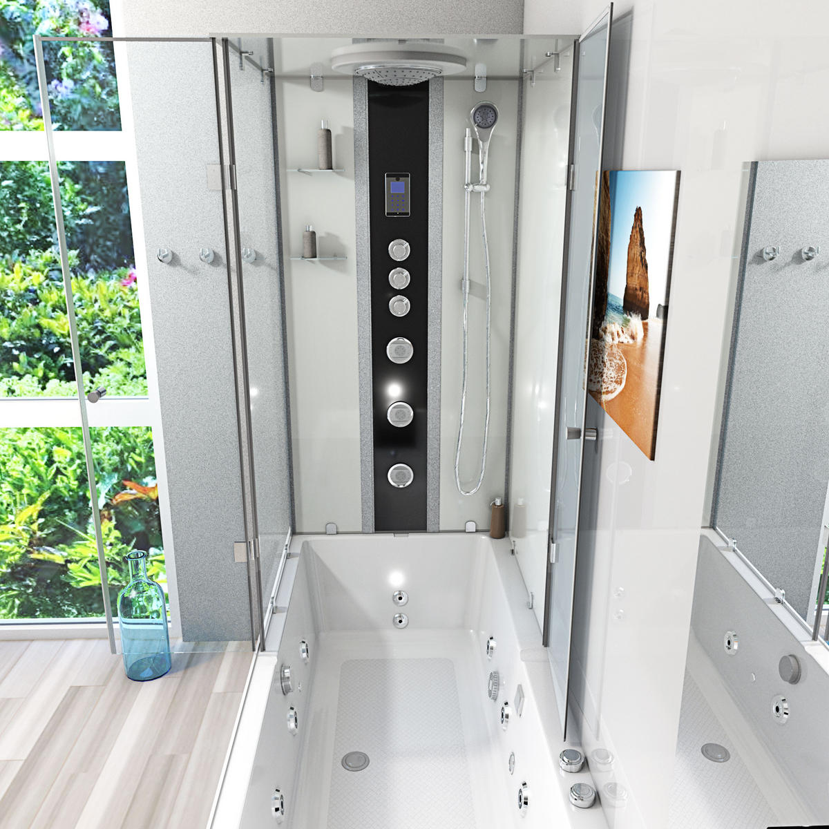 WHIRLPOOL Dusche Kombination K05-R03-WP 90x180 cm - Weiß, Glas/Kunststoff (180/225/90cm) - AcquaVapore by Sandra Jentho