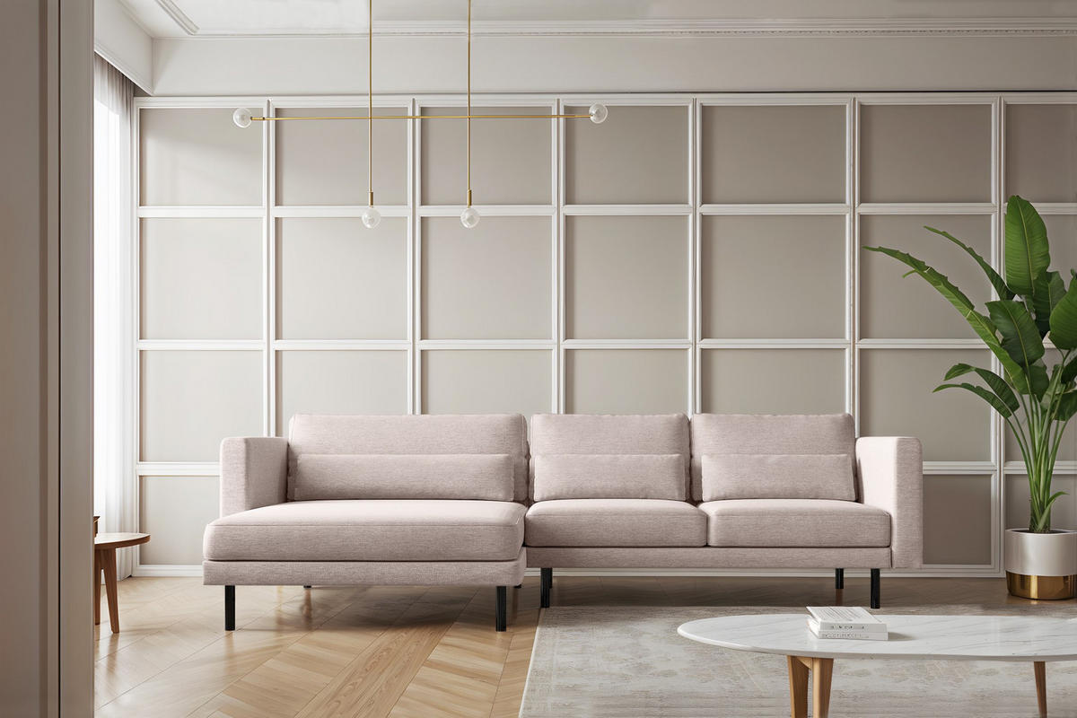 ECKSOFA L-form Dani Stoff Verita Beige Links - Sandfarben, Holz (174/281cm) - Kaiser Möbel