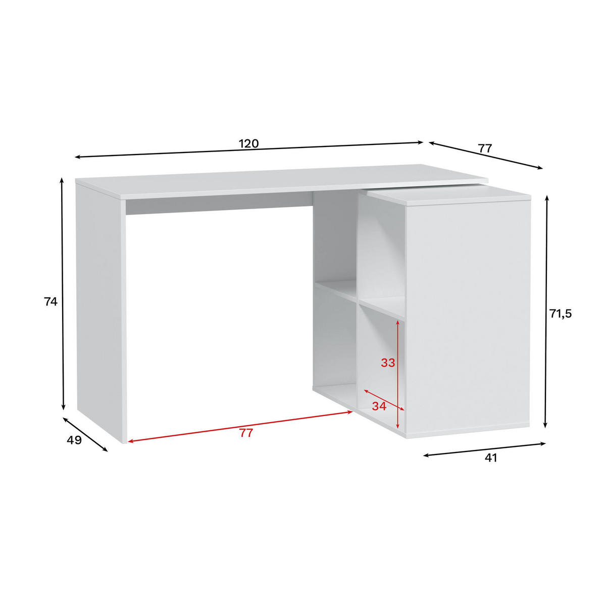 SCHREIBTISCH Weiß 49/152/74 cm - Weiß, Holzwerkstoff (49/152/74cm) - DMORA