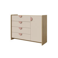 KINDERKOMMODE LEXO 09 123/91/40 cm in Eiche Cremona/Macadamia/Puderrosa - Eichefarben/Beige, Holzwerkstoff (123/91/40cm) - Deine Möbel 24