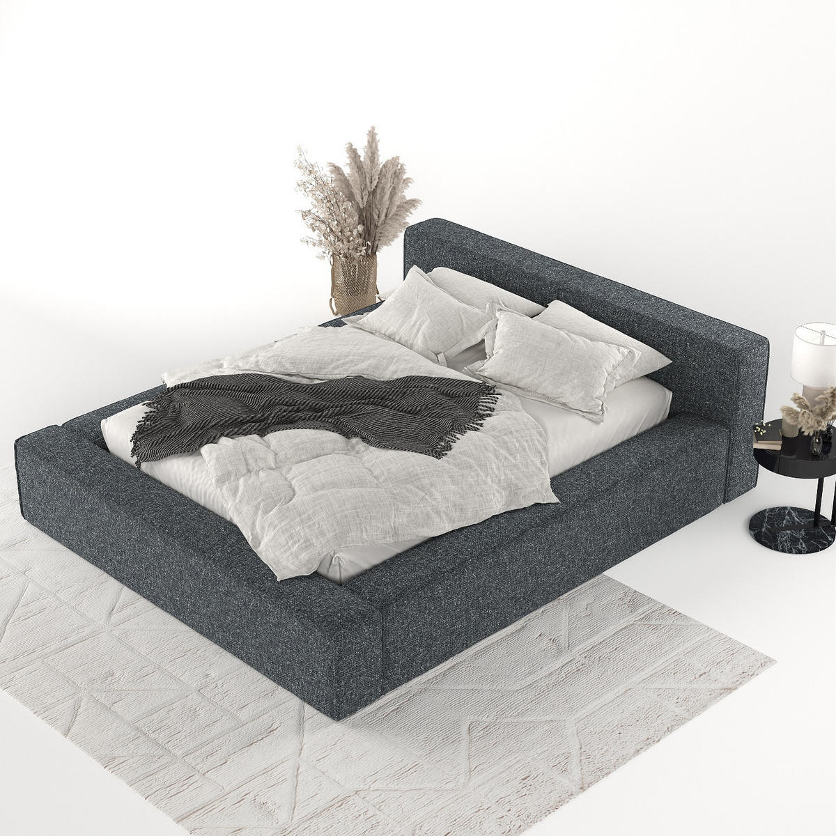 POLSTERBETT Casto mit Stauraum 140/200 cm Grau im Blur Stoff - Schwarz/Naturfarben, Holz/Holzwerkstoff (140/200cm) - AltaBeds