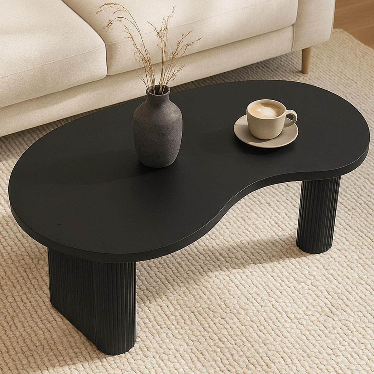 COUCHTISCH organisch Schwarz - Schwarz, Holz (60/110/45cm) - MCW