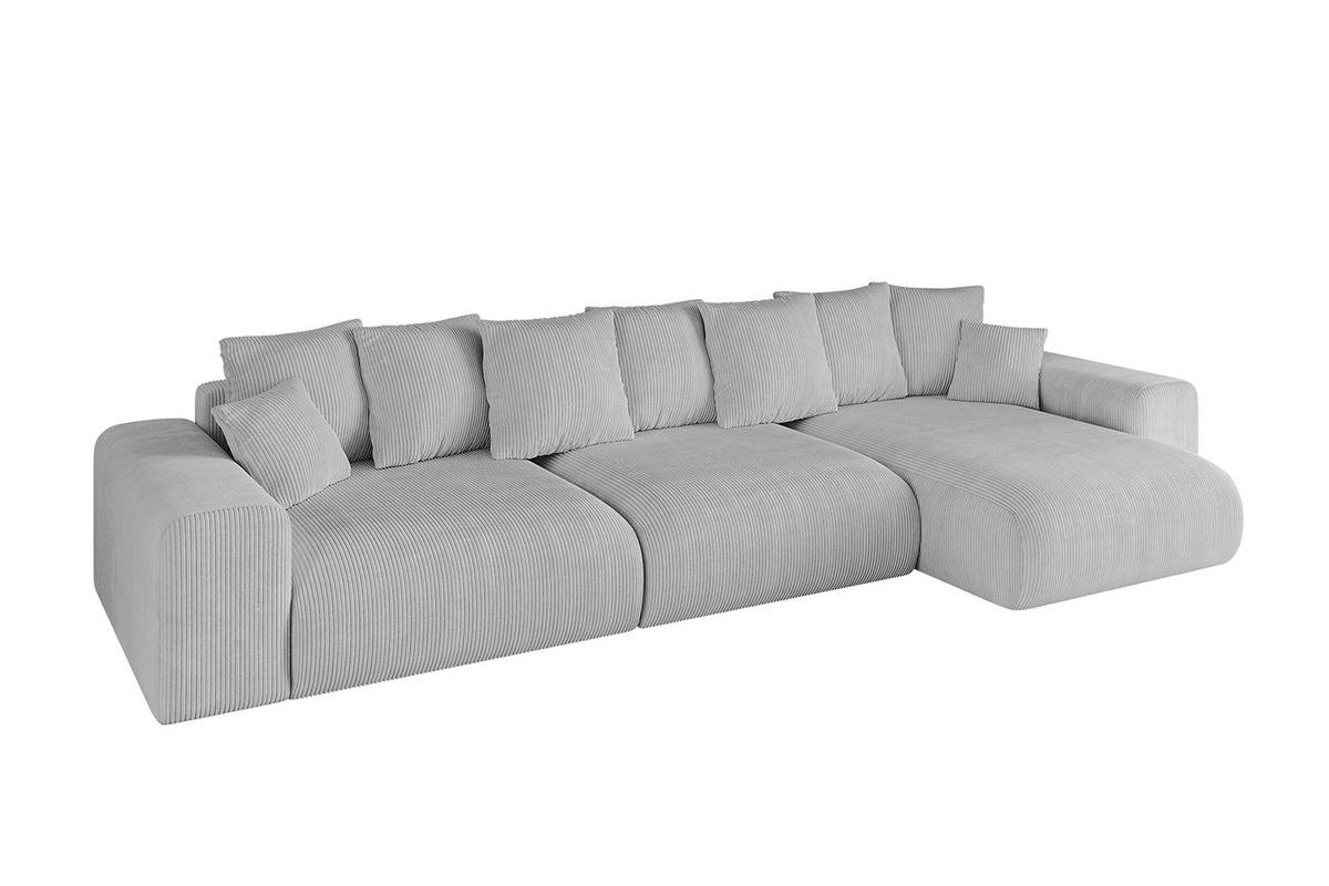 ECKSOFA Ottomane rechts ESKAR-L 364x176x84 Grau Cord - Schwarz/Grau, Holzwerkstoff/Kunststoff (176/364cm) - ALTDECOR