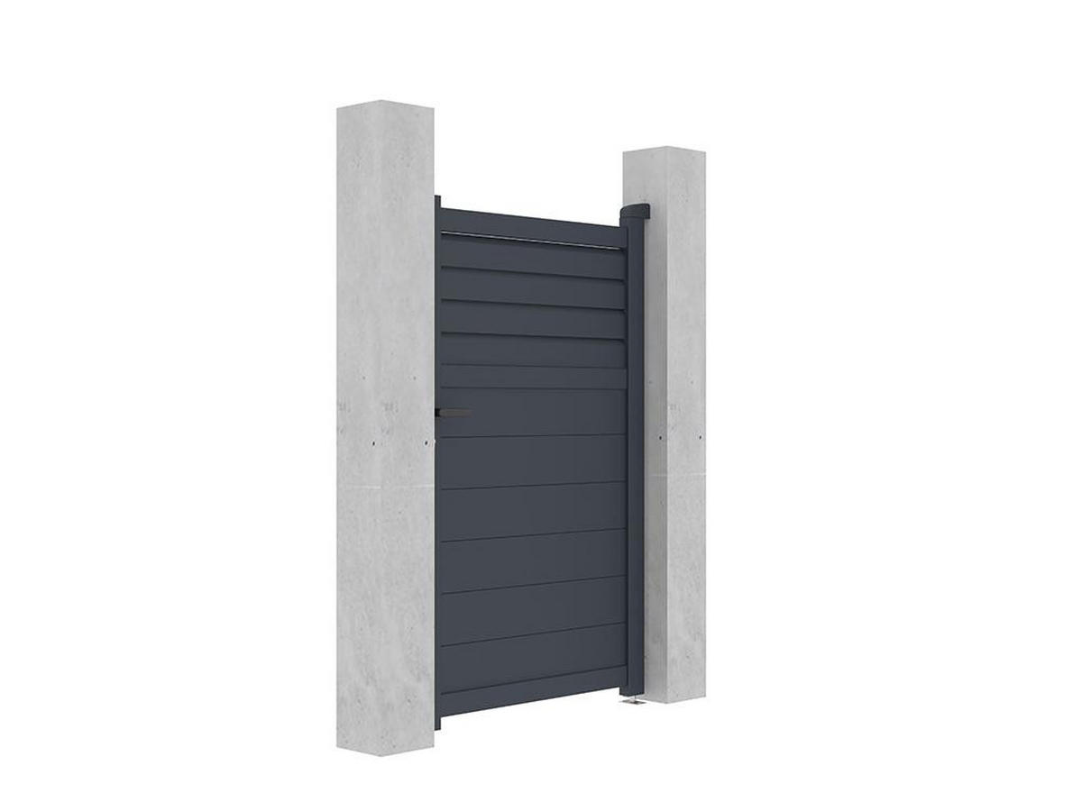 EINGANGSTOR - 100cm x 4.6cm - Aluminium - anthrazitgrau - VIAZO - Anthrazit, Metall (100/161cm) - Vente-Unique