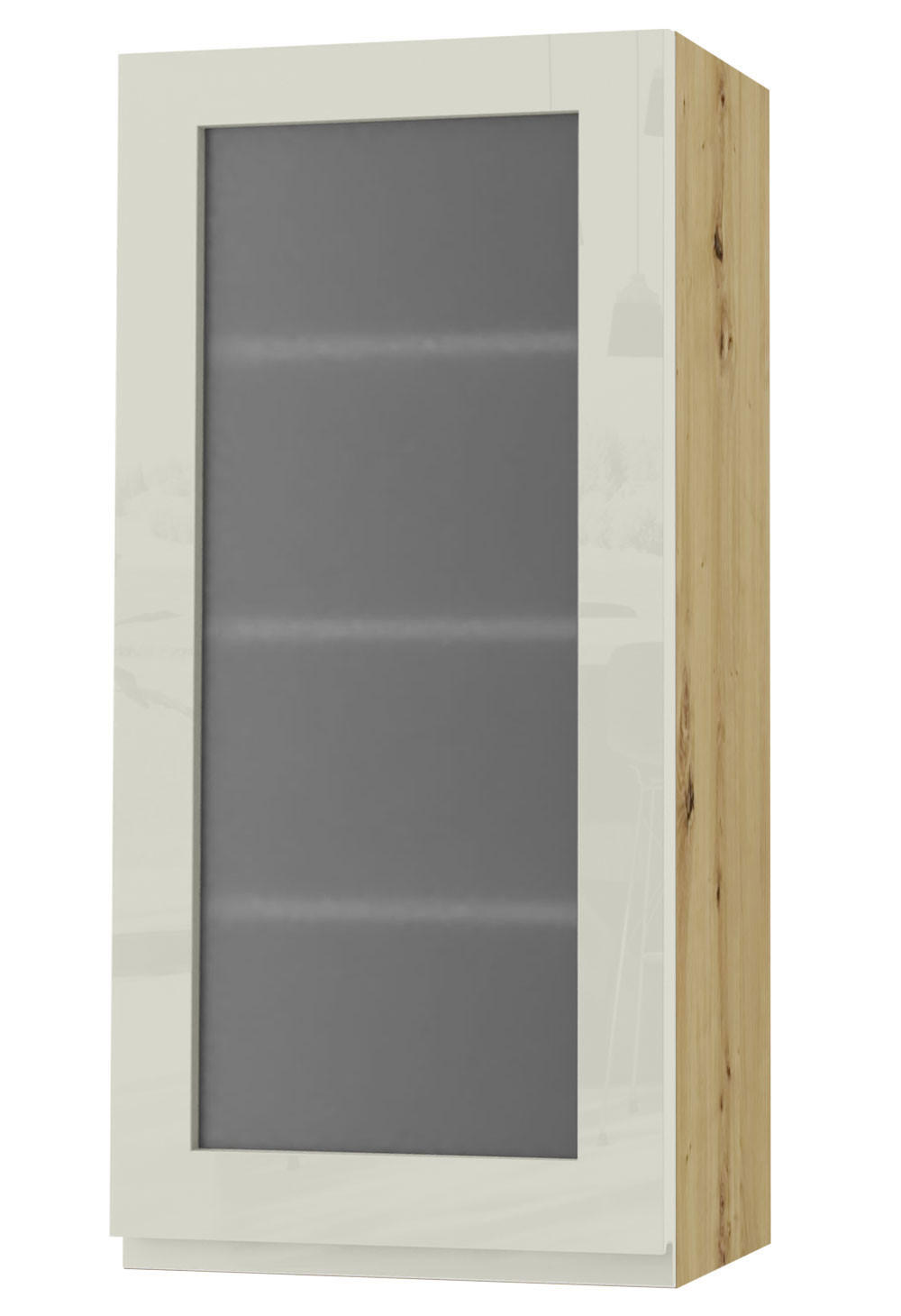 HÄNGESCHRANK Florence W4S/45 Eiche Artisan / RAL 1013 perlweiß HG 45 / 32,5 / 96cm - Türanschlag links - Weiß Hochglanz/Eiche Artisan, Holz/Holzwerkstoff (45/96/32.5cm) - Feldmann-Wohnen