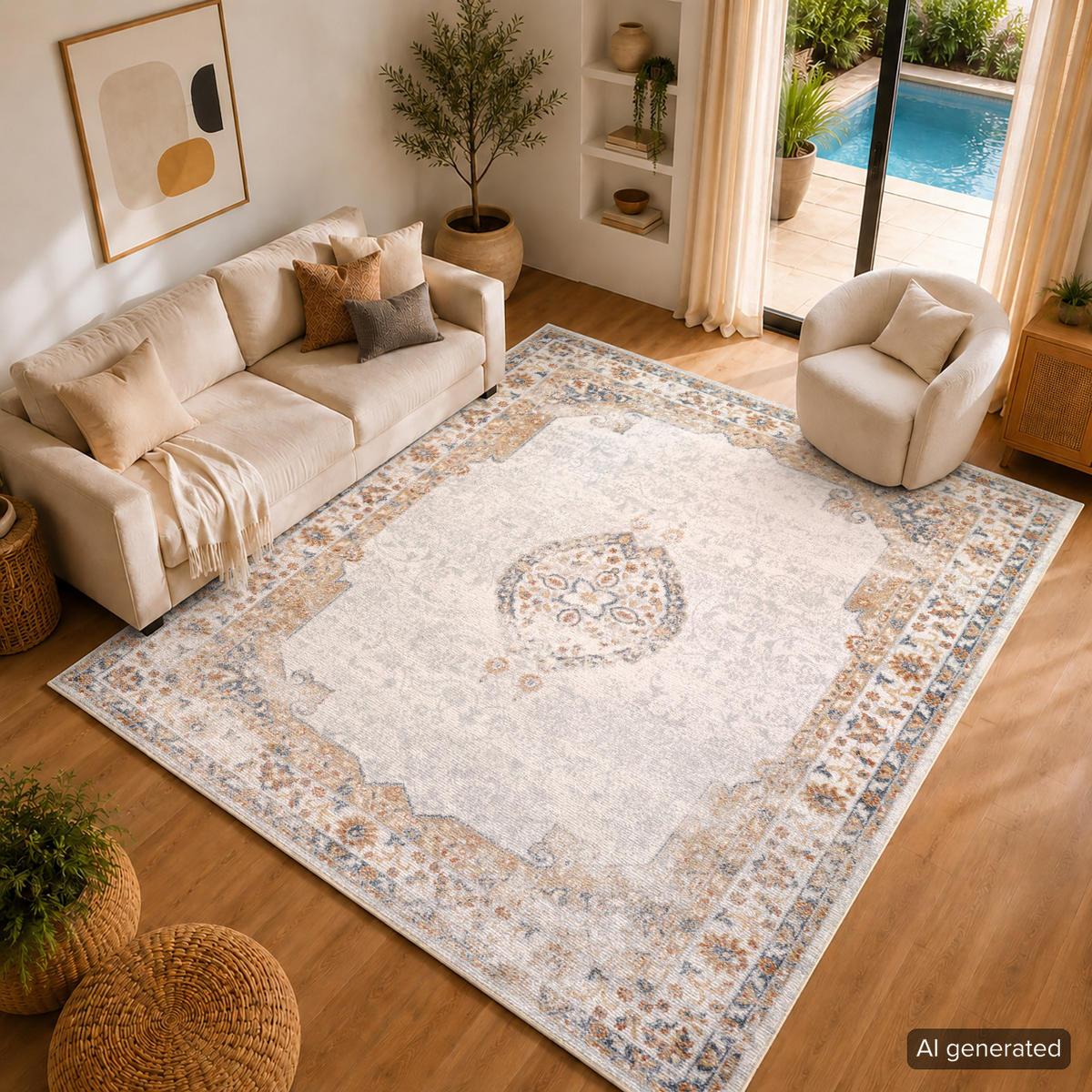WASCHBARER TEPPICH Deepika 160/213 cm Kamelfarbe - Hellbraun, Textil (160/213cm) - LIVABLISS