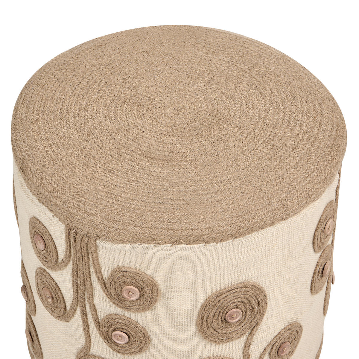 POUF Jute Weiß Diman - Weiß, Textil (40/40/40cm) - Beliani
