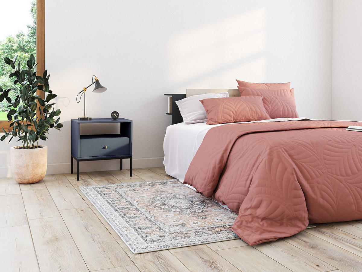 2ER-SET Nachttische mit 1 Schublade & 1 Ablage - Blau - BOGDAN - Blau, Holz (54/56/39cm) - Vente-Unique