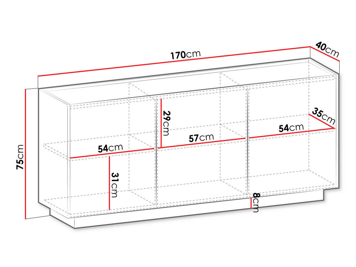 SIDEBOARD Mirtu K170 - Nussbaumfarben, Holzwerkstoff (170/75/40cm) - MIRJAN24