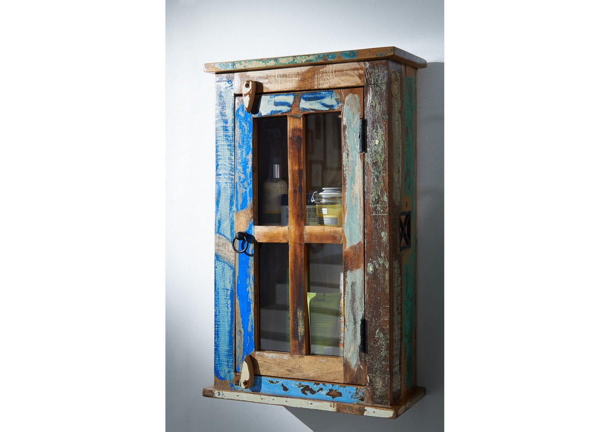 HÄNGESCHRANK Altholz 44x21x71 mehrfarbig lackiert NATURE OF SPIRIT #102 - Multicolor, Holz (44/71/21cm) - Massivmoebel24