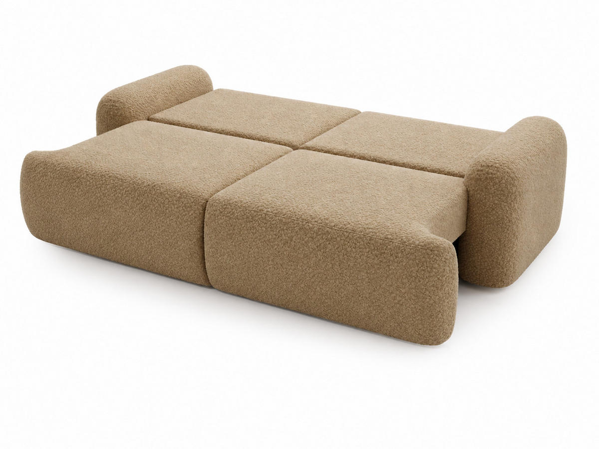 SOFA 260/106/81 Aurio Bouclé-Stoff Hellbraun - Hellbraun, Kunststoff/Textil (260/81/106cm) - Graingold