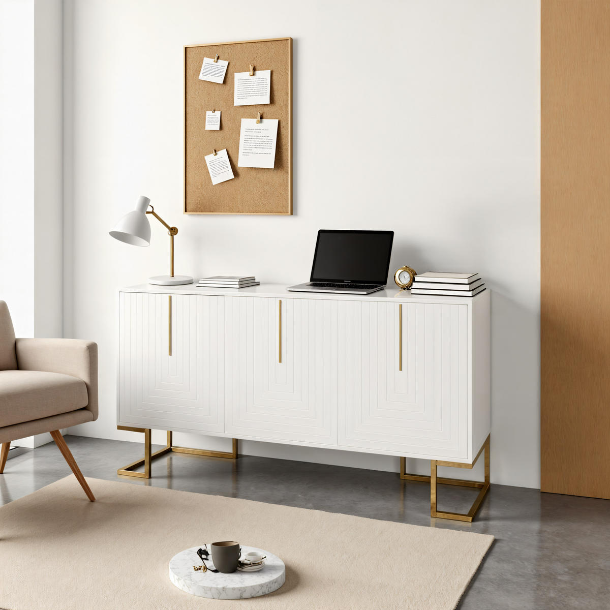 SIDEBOARD Verstellbare Regalböden,138/40/80,5 cm - Weiß, Holzwerkstoff/Metall (40/80.5/138cm) - Urban Meuble