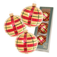 CHRISTBAUMKUGELN Karo Goldfarbig 8cm (Glas / 3 Stk.) - Goldfarben, Glas (7/8/7cm) - Krebs Glas Lauscha