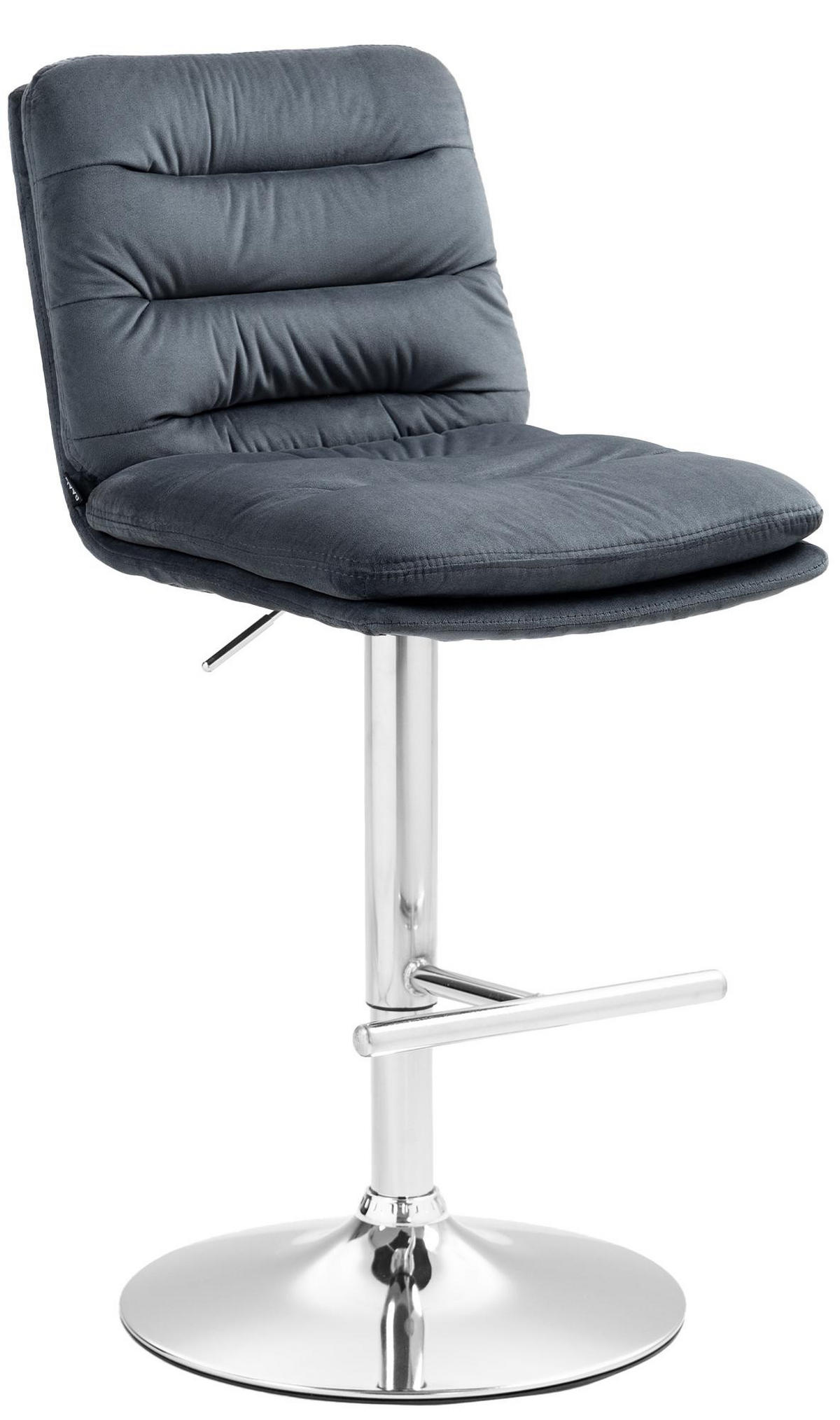 BARHOCKER Samt dunkelgrau - Chromfarben/Dunkelgrau, Textil/Metall (42/94/56cm) - CLP