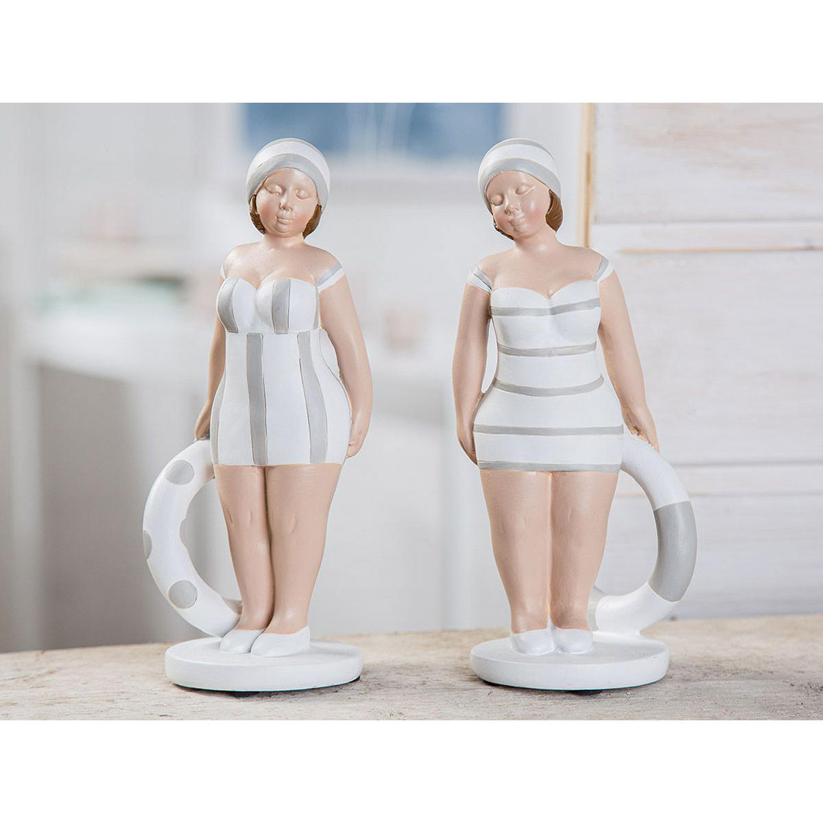 DEKOSKULPTUR Badenixe Becky, 2er Set, Kunstharz, H 21 cm - Weiß, Kunststoff (15/22/22cm) - Gilde