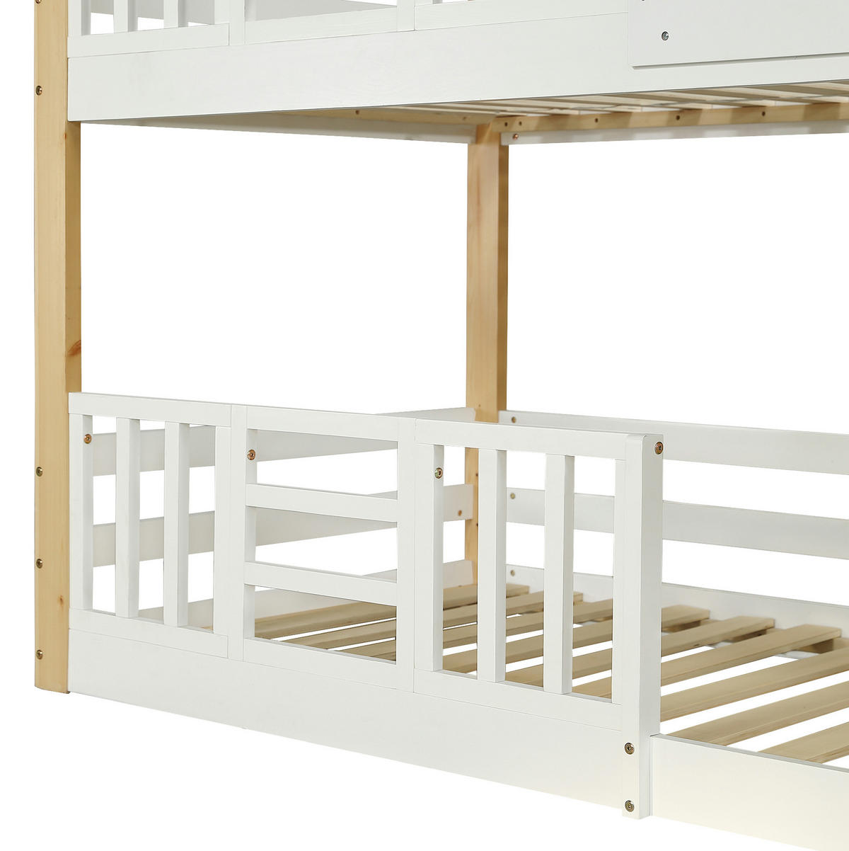 ETAGENBETT mit Aufbewahrungstreppe 90x200 cm Weiß und Natur - Weiß, Holzwerkstoff (90/200cm) - Beauniv